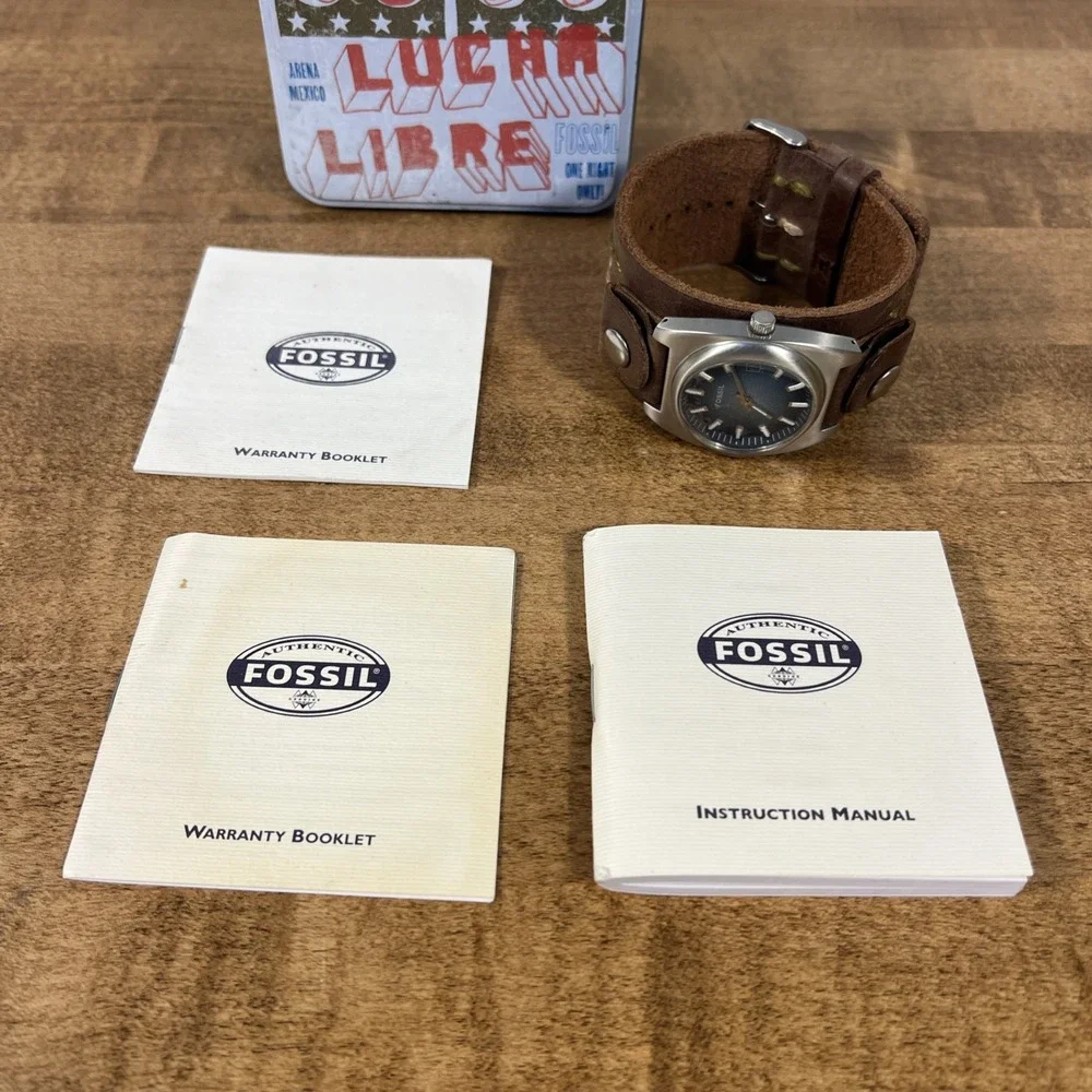 Fossil Men's Leather Banded Watch Brown JR-8801 W/ Box & Papers - Needs Battery